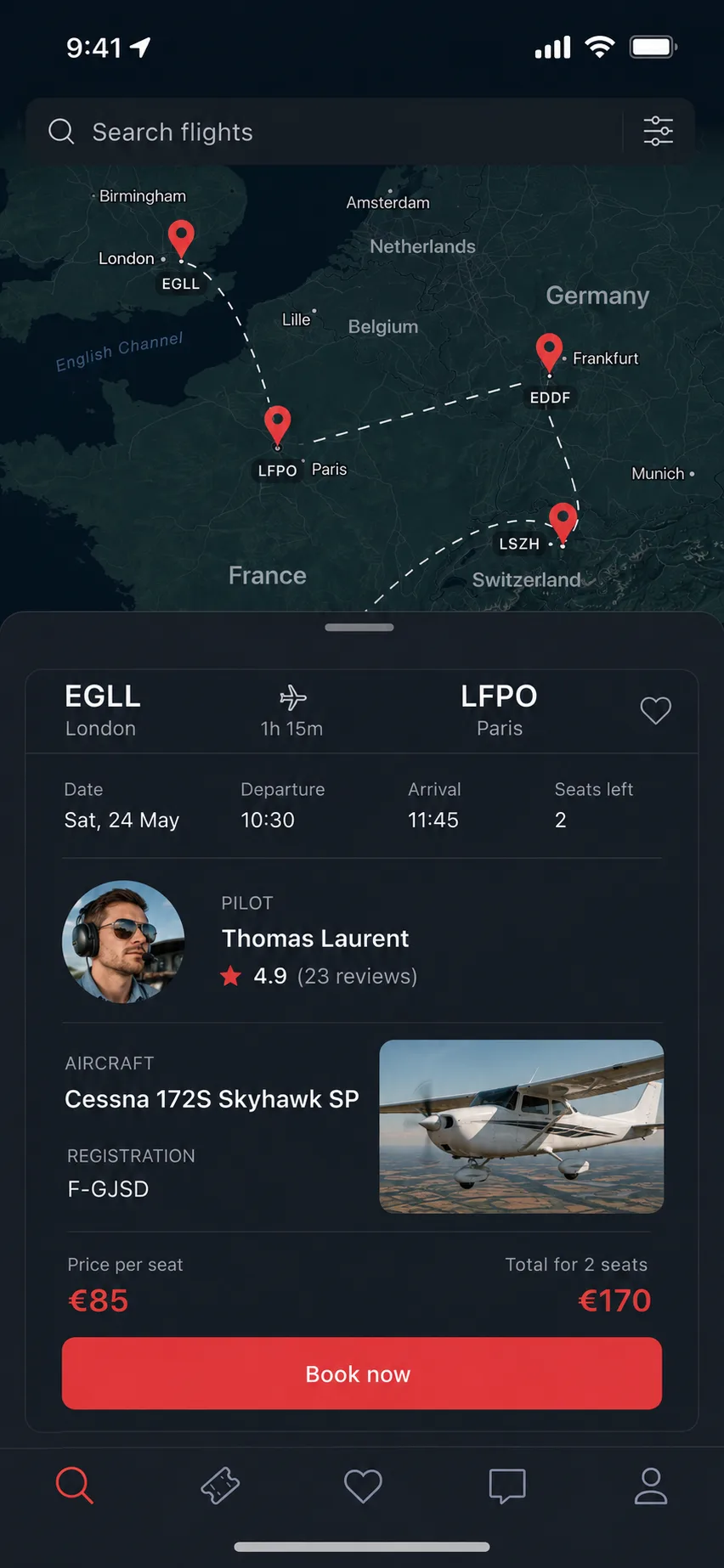 Flight detail screen